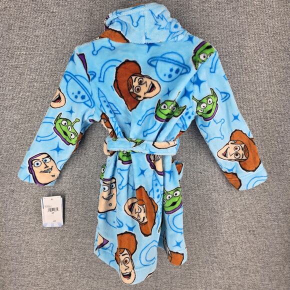 DISNEY TOY STORY TODDLER BOYS' BATHROBE WOODY BUZZ LIGHTYEAR ALIEN SIZE 3T - Picture 2 of 9